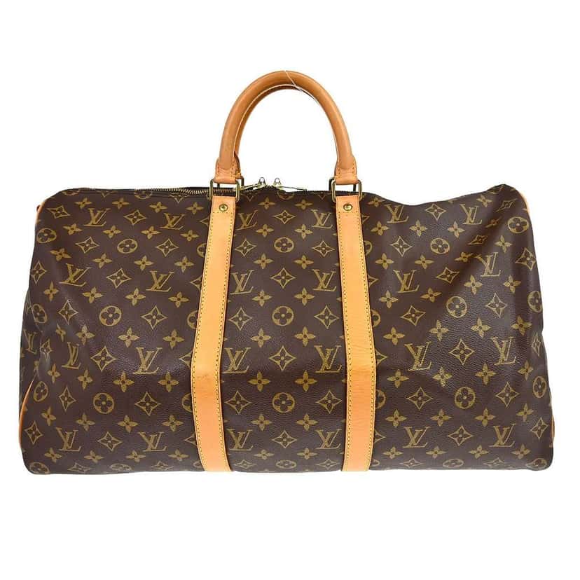 Louis Vuitton Keepall Bandouliere Bag Brown Canvas Good condition - Front View