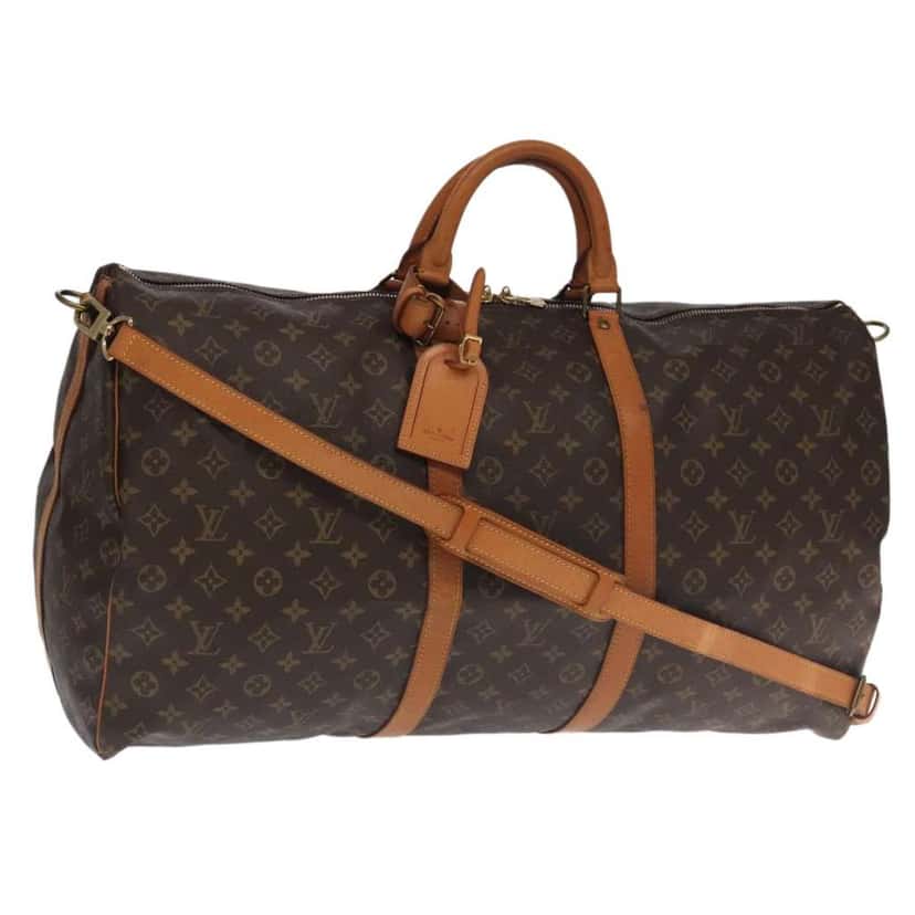 Louis Vuitton Keepall Bandouliere Bag Brown Canvas Good condition - Front View