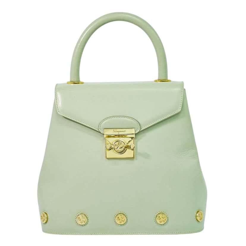 Salvatore Ferragamo Vintage Top handle handbag Green Leather Good condition - Front View