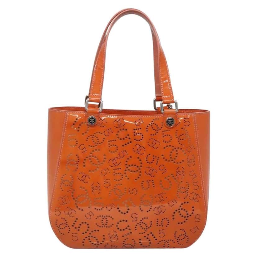 Chanel CC No.5 Shopping Tote Orange Good condition - Back View