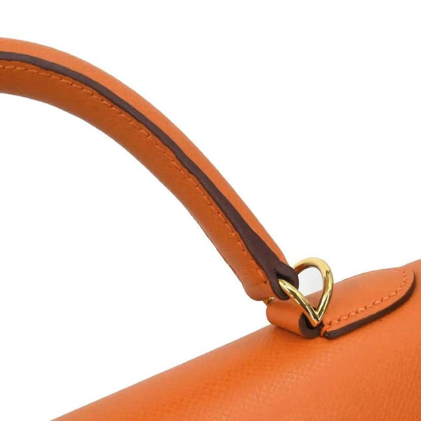 Hermès Kelly Handbag Orange Leather Very good condition - Box View