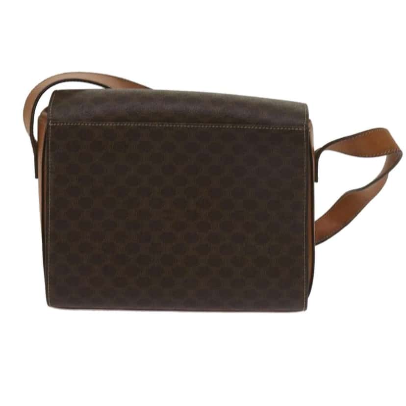 Celine Vintage Macadam Circle Logo Shoulder Bag Brown Canvas Fair condition - Back View