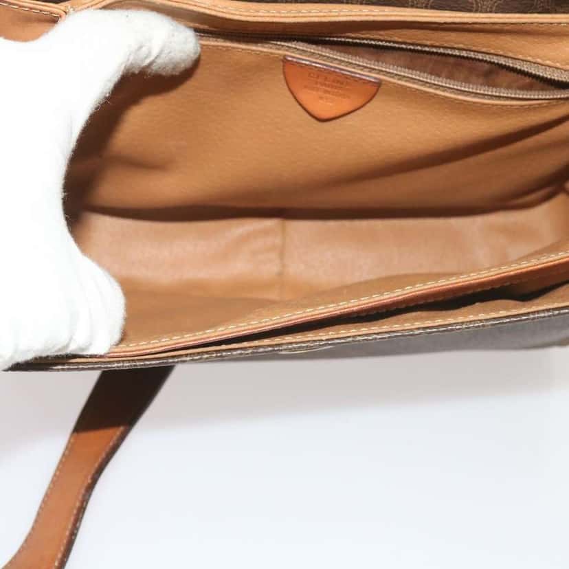 Celine Vintage Macadam Circle Logo Shoulder Bag Brown Canvas Fair condition - Box View