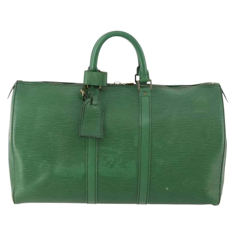 Louis Vuitton Keepall Bag Green Leather Fair condition - Front View