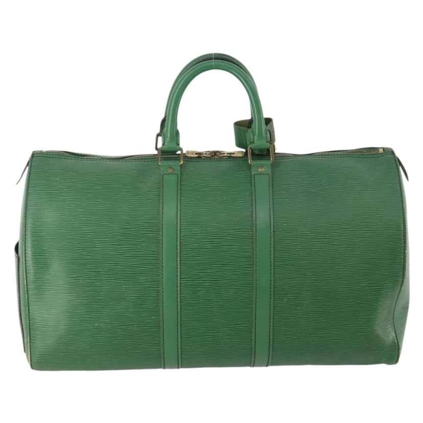 Louis Vuitton Keepall Bag Green Leather Fair condition - Back View