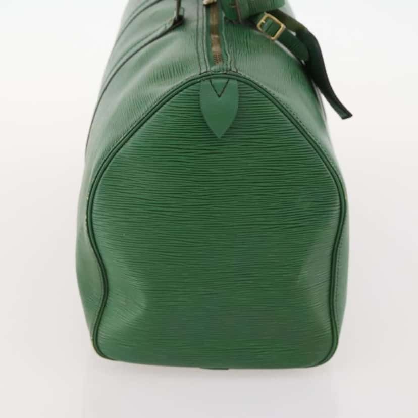 Louis Vuitton Keepall Bag Green Leather Fair condition - Model View