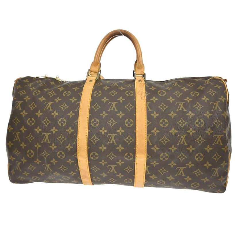 Louis Vuitton Keepall Bandouliere Bag Brown Canvas Fair condition - Back View