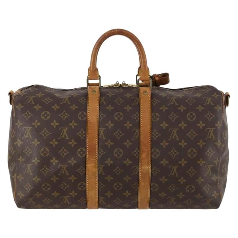 Louis Vuitton Keepall Bandouliere Bag Brown Canvas Fair condition - Back View
