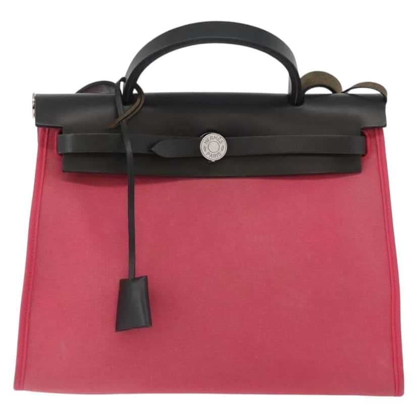 Hermès Herbag Zip Pink Canvas Good condition - Front View