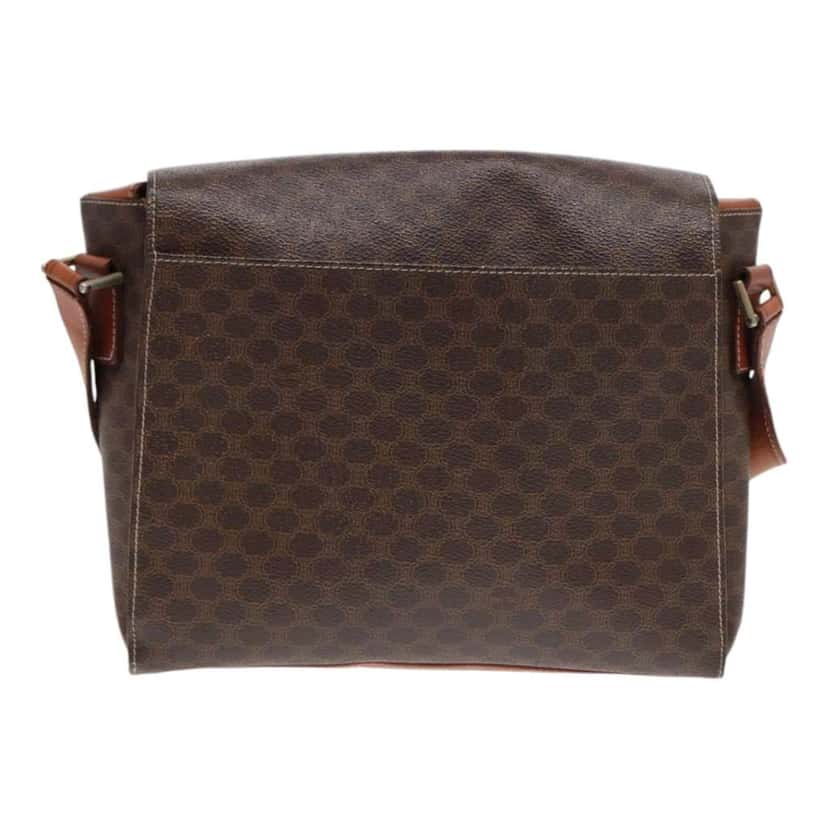 Celine Vintage Macadam Circle Logo Shoulder Bag Brown Canvas Good condition - Back View