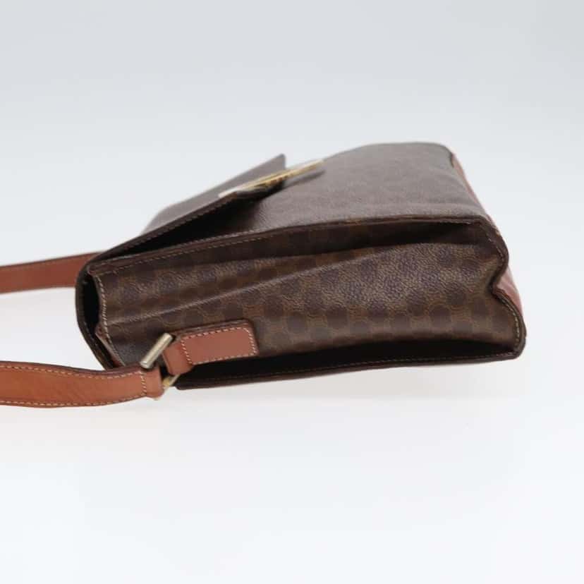 Celine Vintage Macadam Circle Logo Shoulder Bag Brown Canvas Good condition - Model View