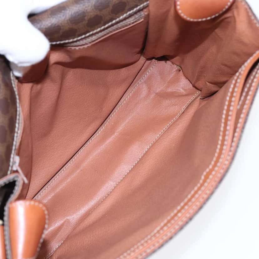 Celine Vintage Macadam Circle Logo Shoulder Bag Brown Canvas Good condition - Box View