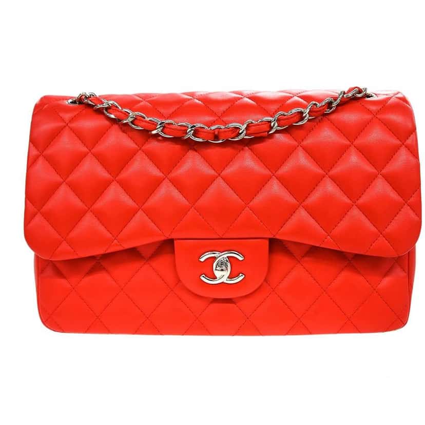 Chanel Vintage Classic Double Flap Bag Red Leather Good condition - Front View