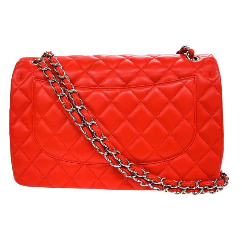 Chanel Vintage Classic Double Flap Bag Red Leather Good condition - Back View