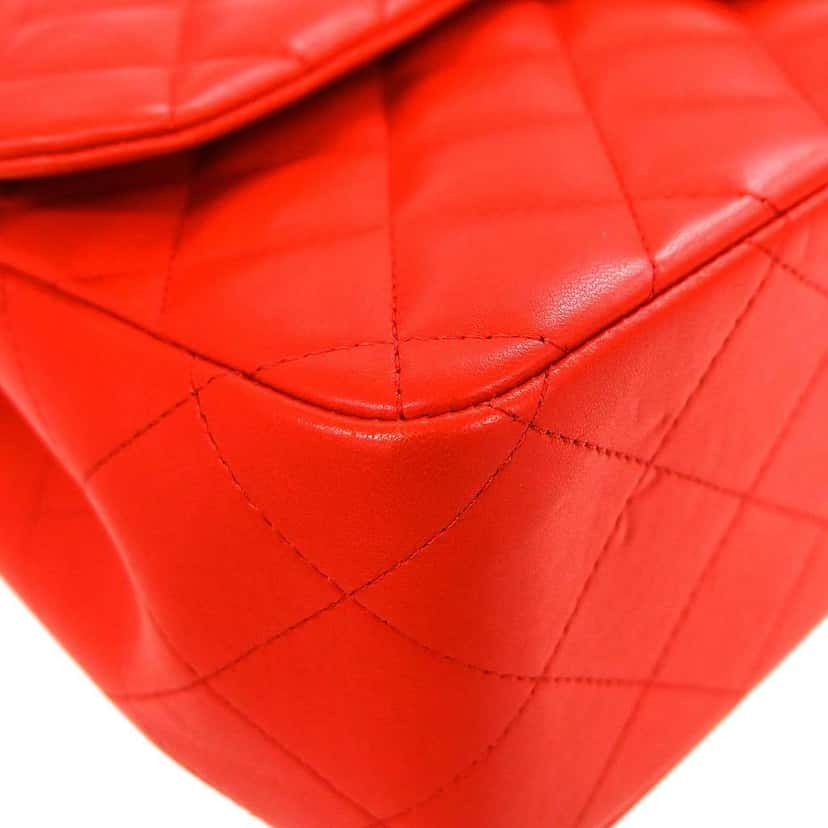 Chanel Vintage Classic Double Flap Bag Red Leather Good condition - Inside View