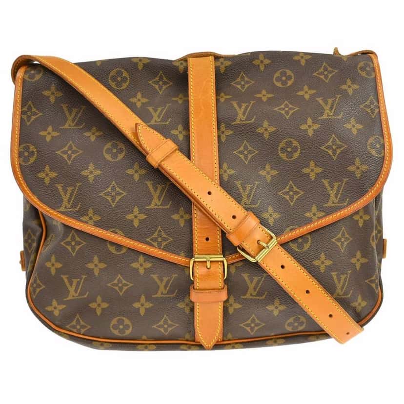 Louis Vuitton Saumur Handbag Brown Canvas Good condition - Front View