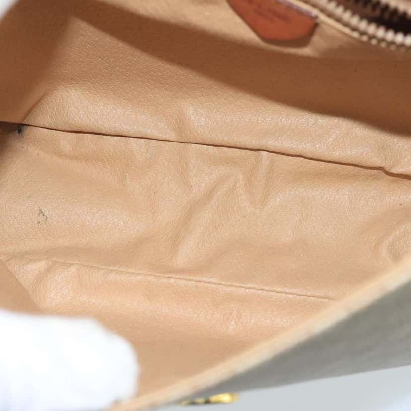 Celine Vintage Macadam Circle Logo Shoulder Bag Beige Canvas Good condition - Box View