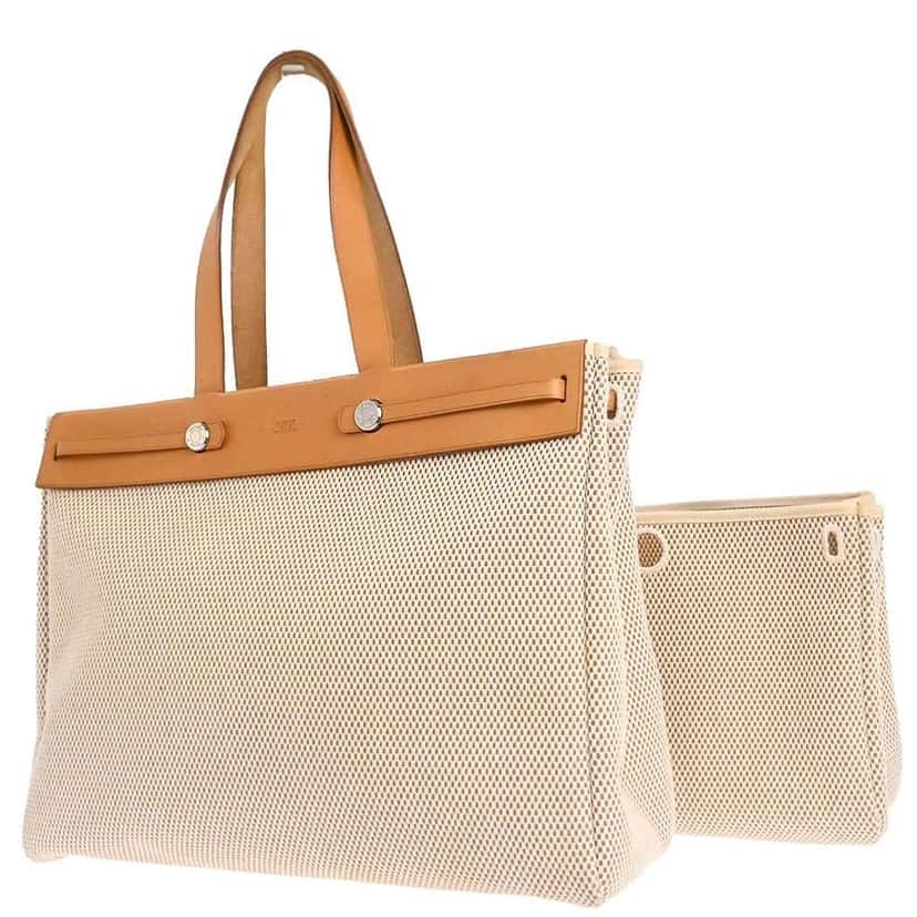 Hermès Herbag Cabas Beige Canvas Good condition - Back View