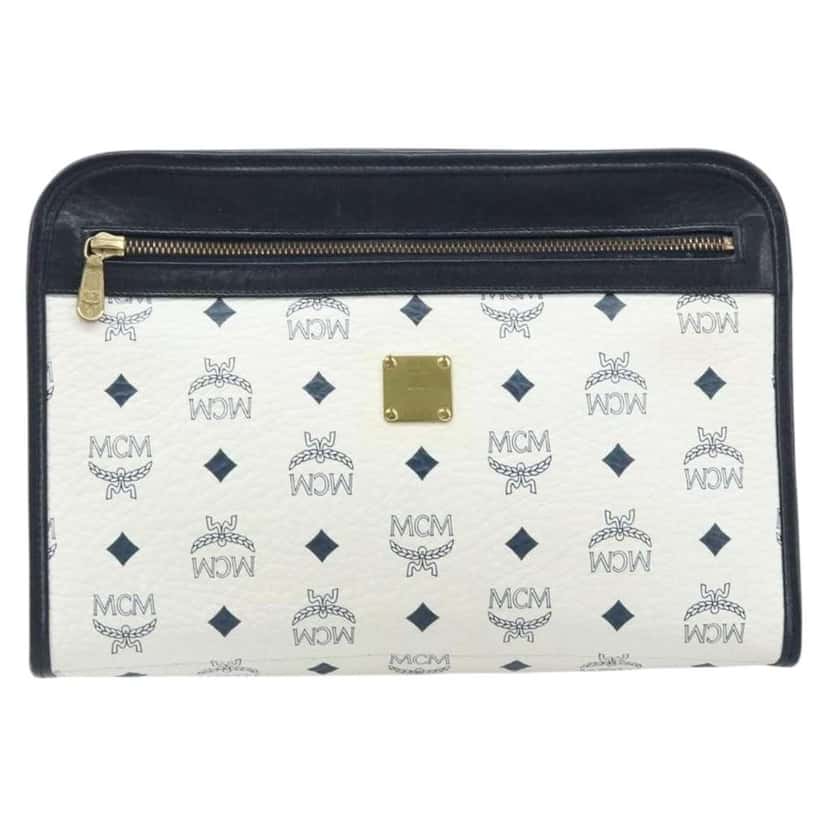 Mcm Visetos pouch White Canvas Good condition - Front View