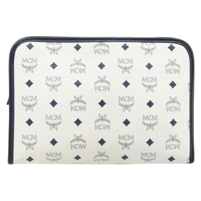 Mcm Visetos pouch White Canvas Good condition - Back View