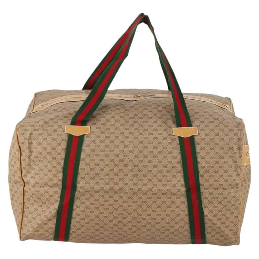 Gucci Web Trim Weekend Duffle Bag Beige Canvas Good condition - Front View