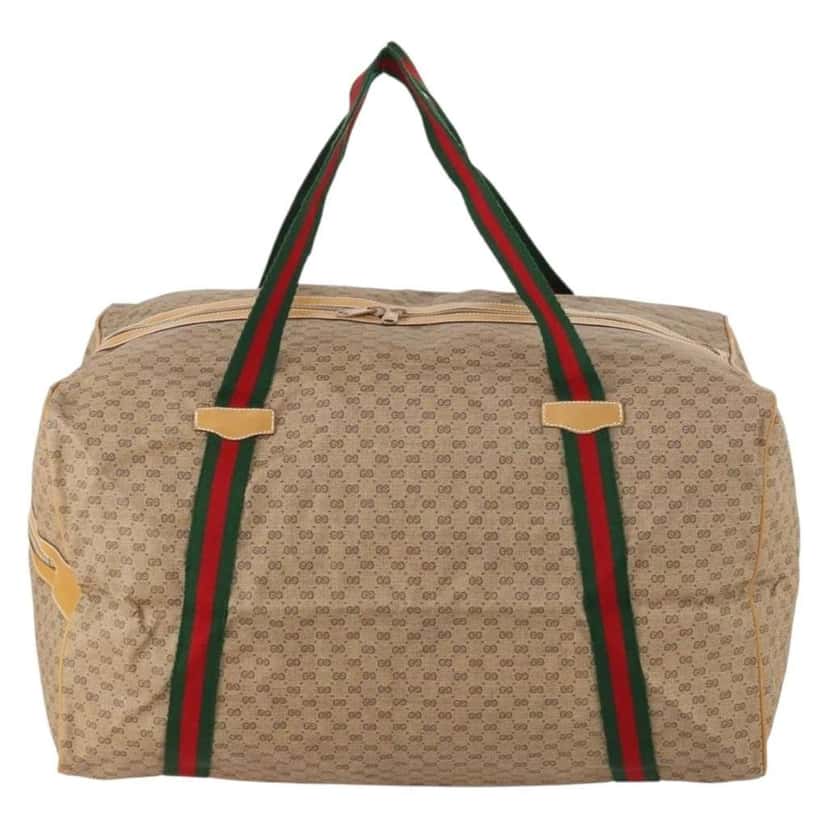 Gucci Web Trim Weekend Duffle Bag Beige Canvas Good condition - Back View