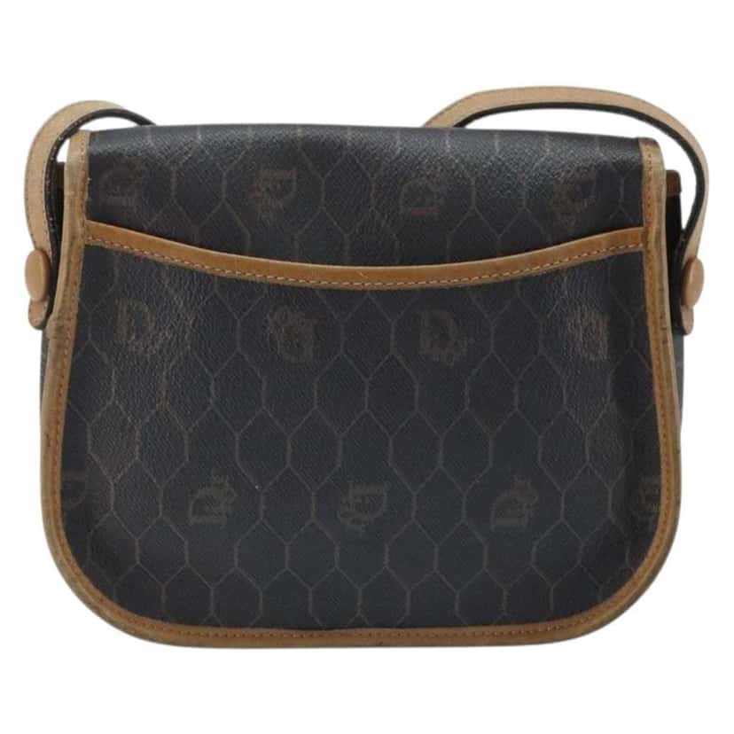 Christian Dior Vintage Honeycomb Shoulder Bag Black Canvas Fair condition - Back View