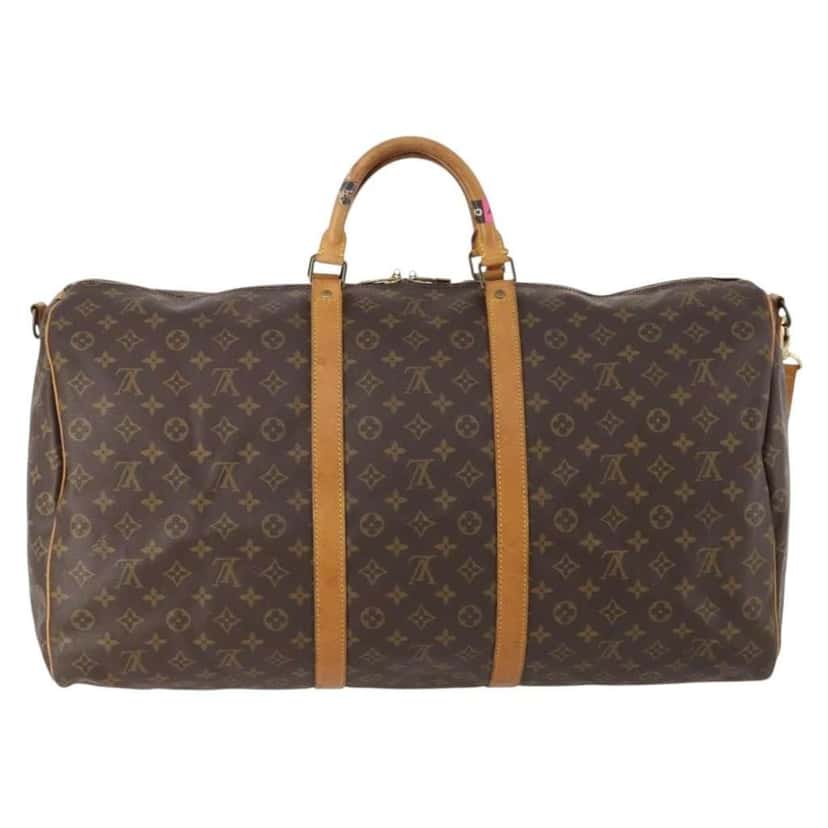 Louis Vuitton Keepall Bandouliere Bag Brown Canvas Fair condition - Back View