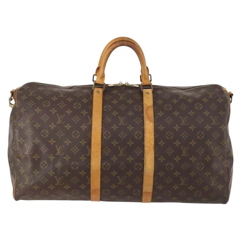 Louis Vuitton Keepall Bandouliere Bag Brown Canvas Fair condition - Front View