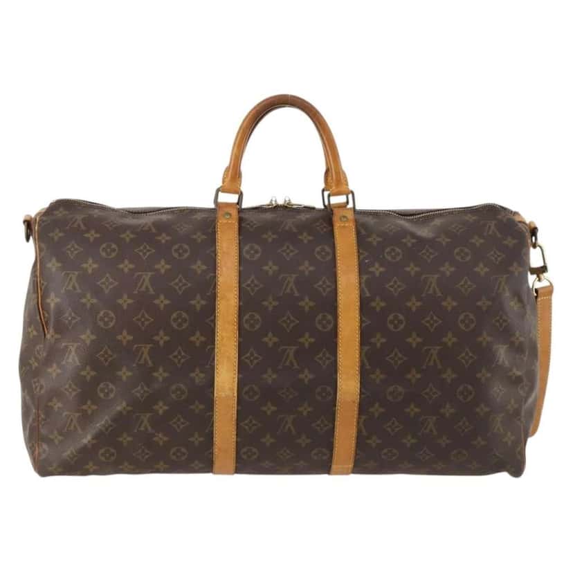 Louis Vuitton Keepall Bandouliere Bag Brown Canvas Fair condition - Back View