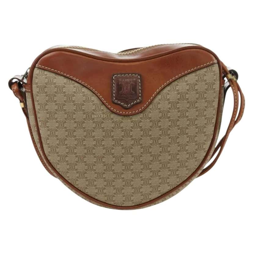 Celine Vintage Macadam Shoulder Bag Beige Canvas Good condition - Front View