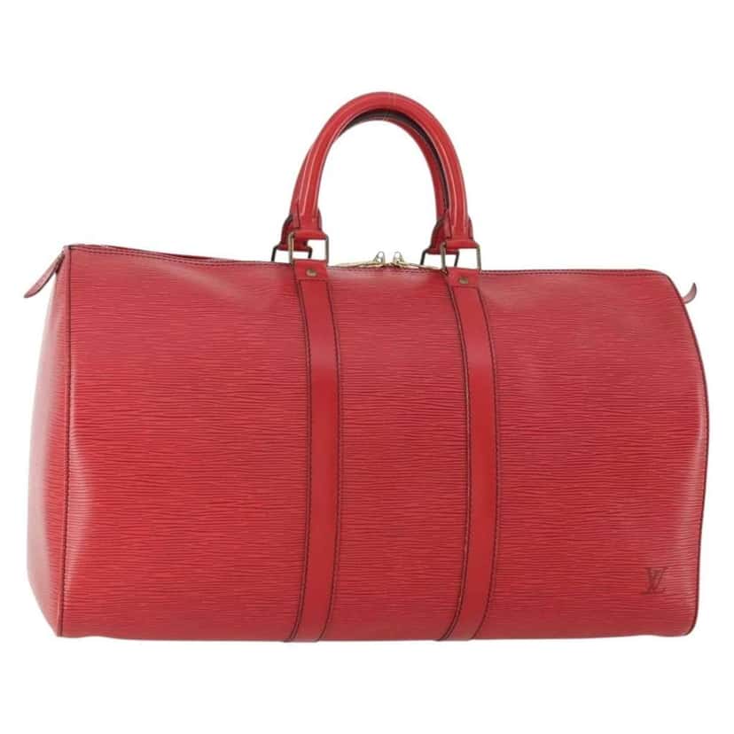 Louis Vuitton Keepall Bag Red Leather Good condition - Front View