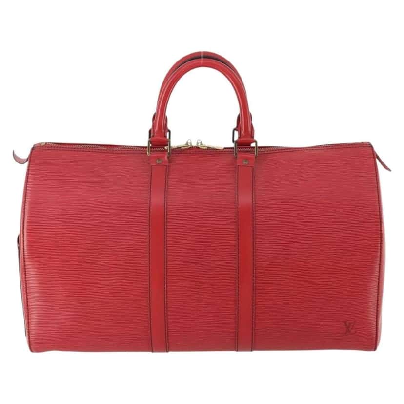 Louis Vuitton Keepall Bag Red Leather Good condition - Back View