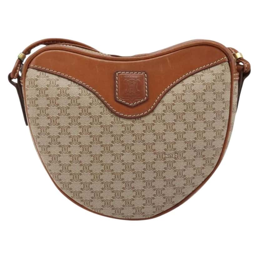 Celine Vintage Macadam Shoulder Bag Beige Canvas Good condition - Front View