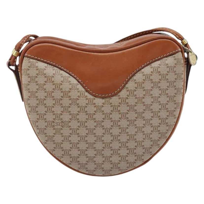 Celine Vintage Macadam Shoulder Bag Beige Canvas Good condition - Back View