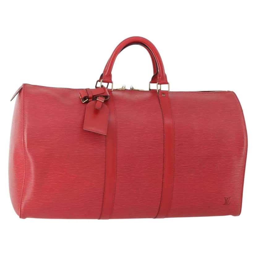 Louis Vuitton Keepall Bag Red Leather Good condition - Front View