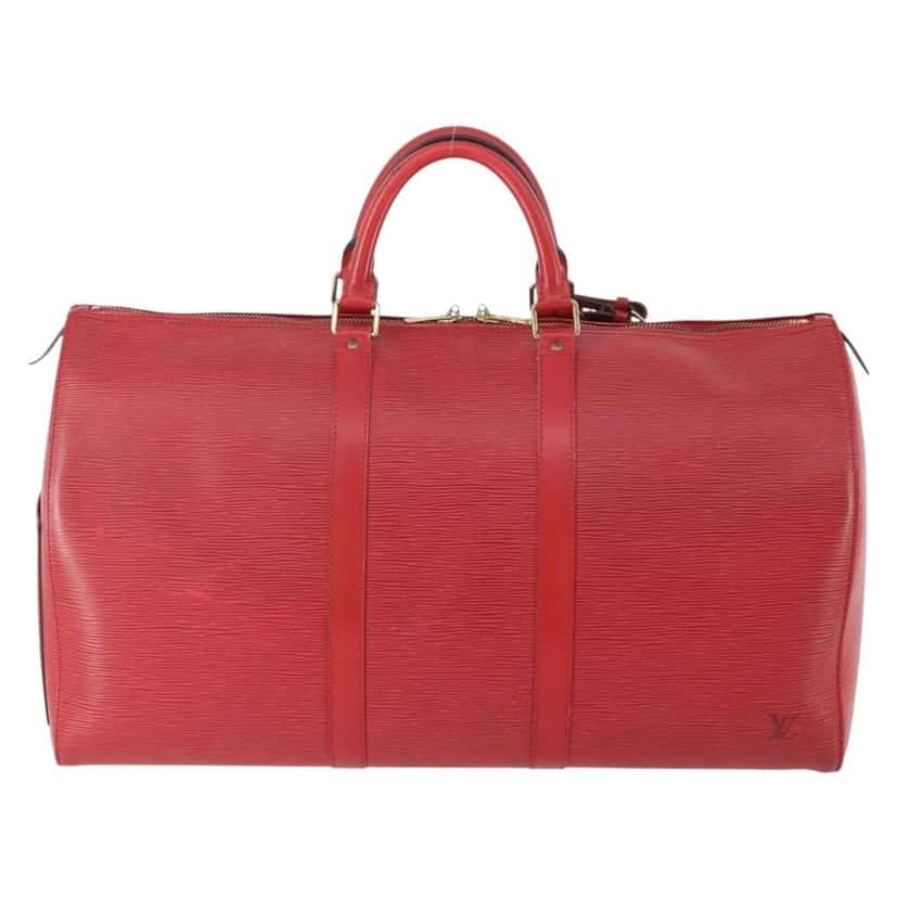 Louis Vuitton Keepall Bag Red Leather Good condition - Back View