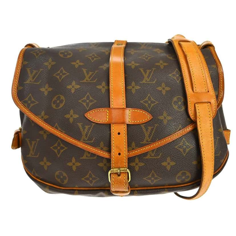 Louis Vuitton Saumur Handbag Brown Canvas Good condition - Front View