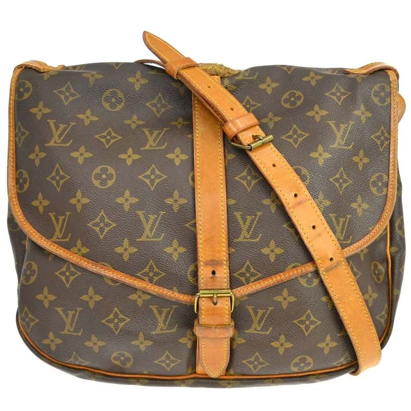 Louis Vuitton Saumur Handbag Brown Canvas Good condition - Front View