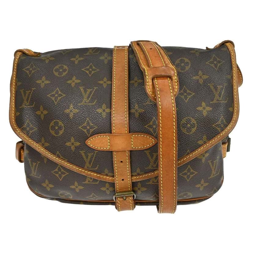 Louis Vuitton Saumur Handbag Brown Canvas Good condition - Front View