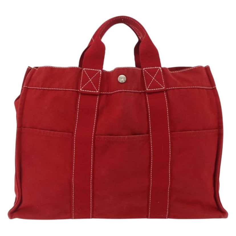 Hermès Fourre Tout Tote Red Canvas Good condition - Back View