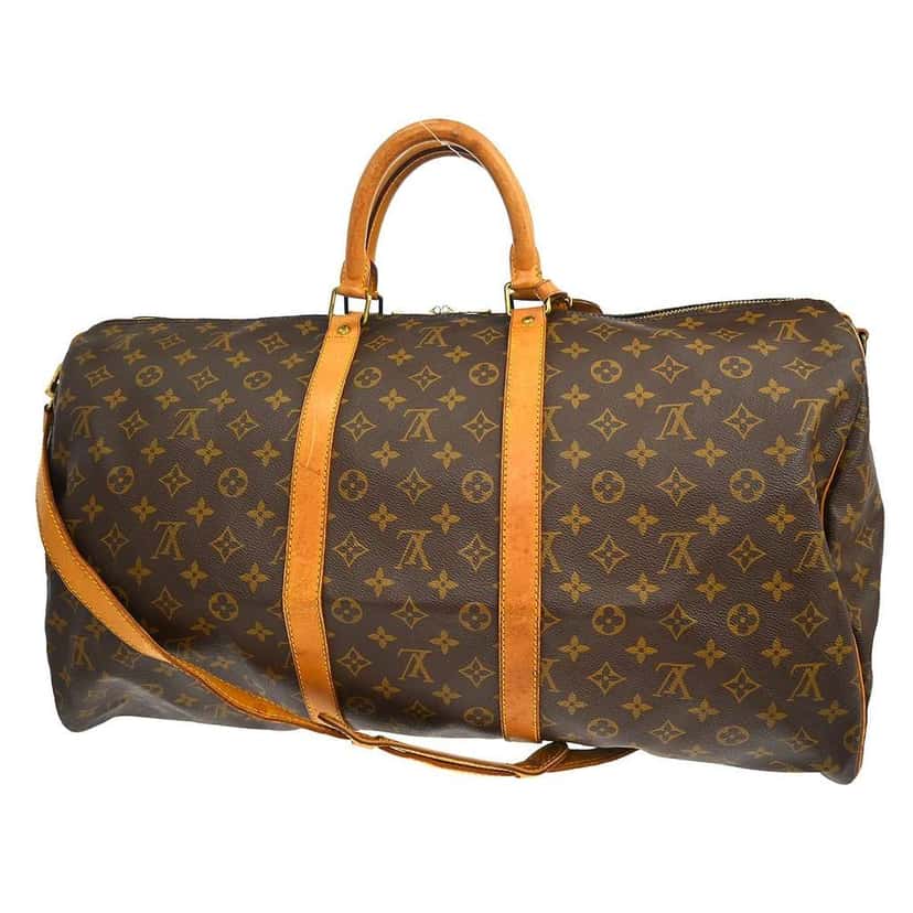 Louis Vuitton Keepall Bandouliere Bag Brown Canvas Fair condition - Back View