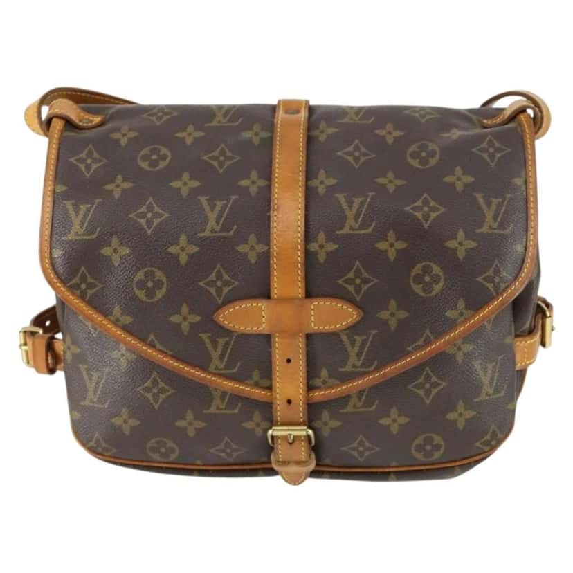 Louis Vuitton Saumur Handbag Brown Canvas Good condition - Front View