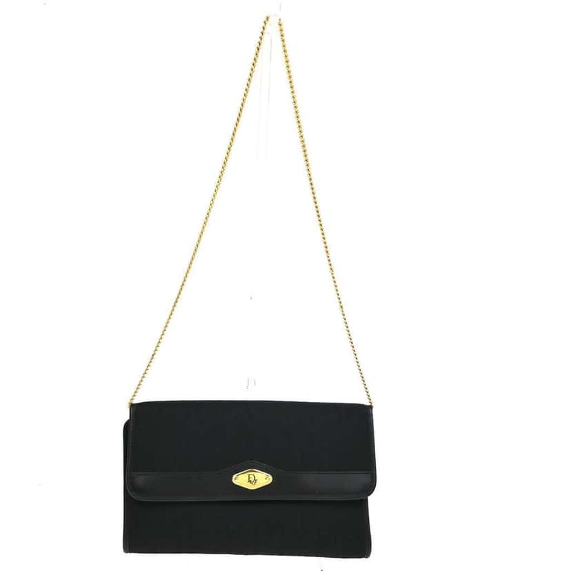 Christian Dior Flap chain Shoulder bag Black Canvas Fair condition - Front View