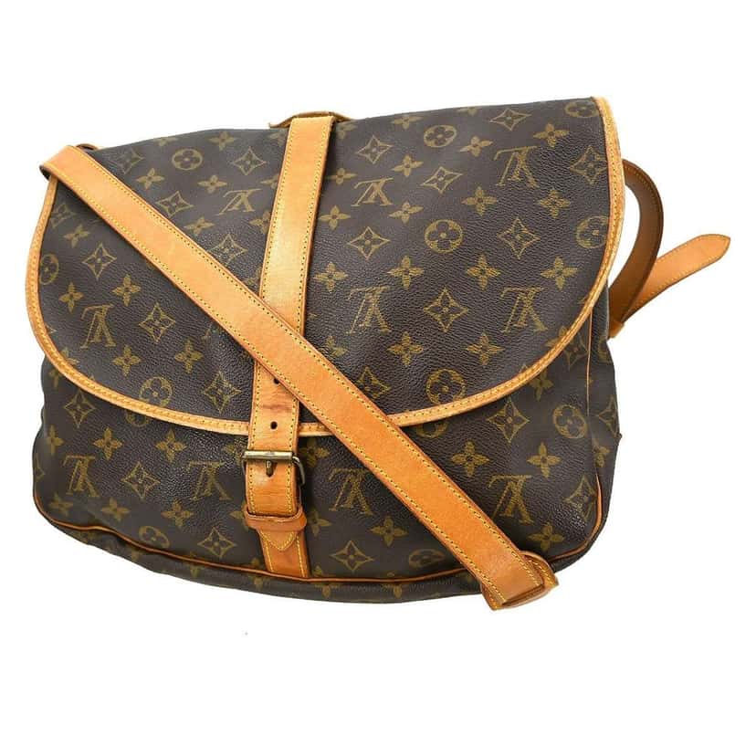 Louis Vuitton Saumur Handbag Brown Canvas Good condition - Back View