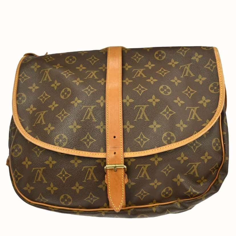 Louis Vuitton Saumur Handbag Brown Canvas Good condition - Back View