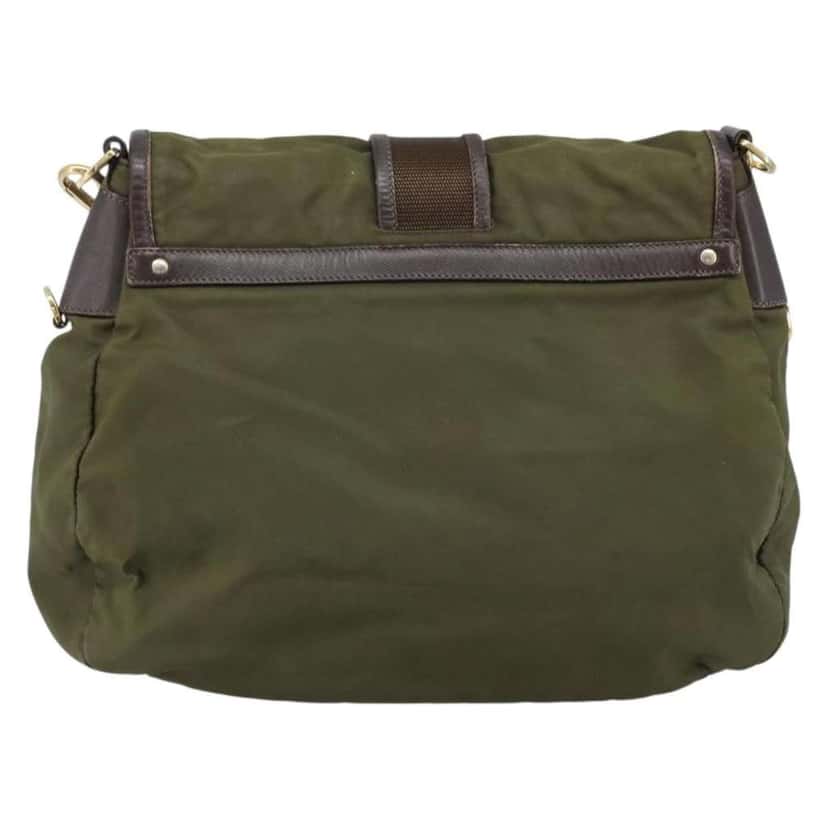 Prada Double Pocket Buckle Flap Bag Khaki Fair condition - Back View