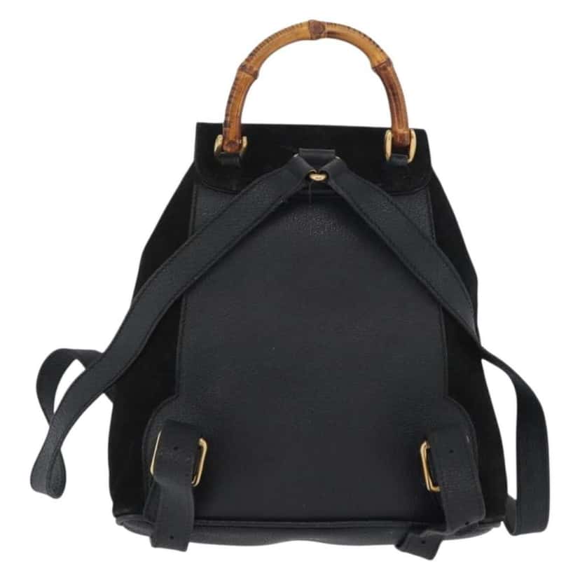 Gucci Gucci bamboo backpack Black Suede Good condition - Back View