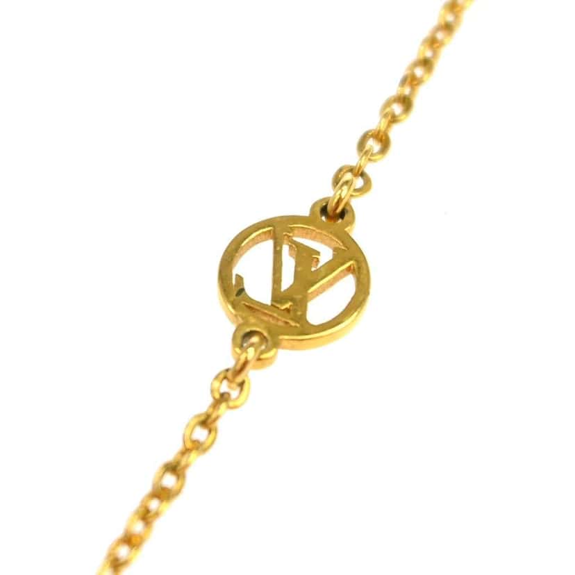 Louis Vuitton Nanogram Name Tag Pendant Necklace Gold Good condition - Back View