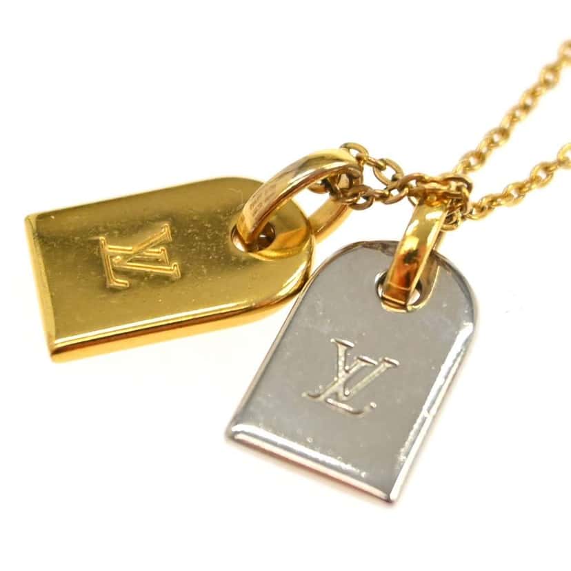 Louis Vuitton Nanogram Name Tag Pendant Necklace Gold Good condition - Box View
